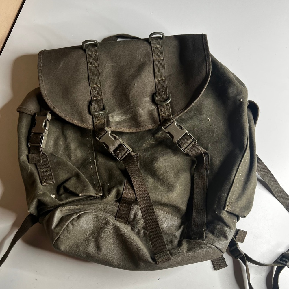 Schulze-Brakel German Military Rucksack Olive Drab Canvas Backpack 06/01 Vintage